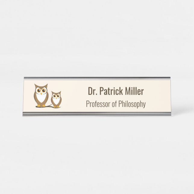 Wise Owl Philosophy Professor Desk Name Plate (Front)