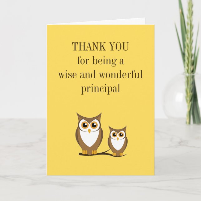 Wise owl principal thank you card (Front)