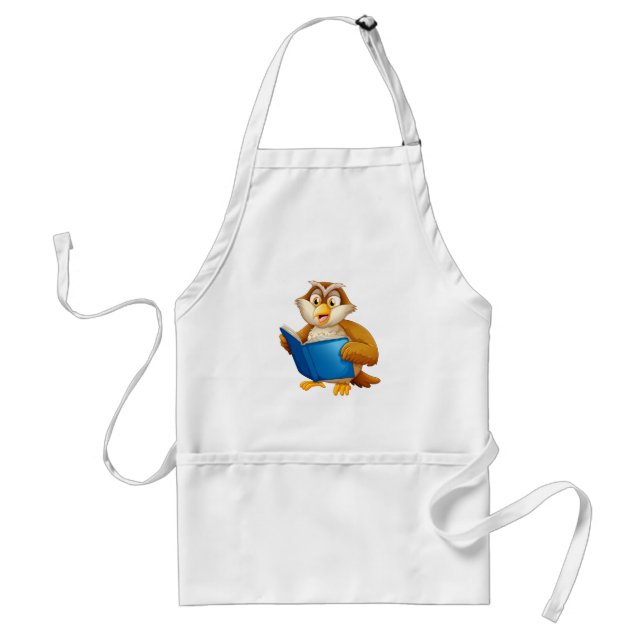 Wise Owl Reading Book Adult Apron (Front)