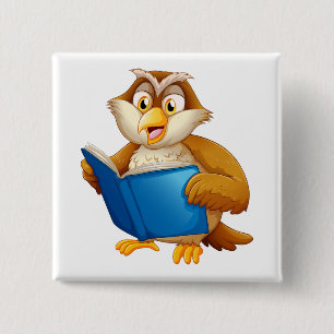 Wise Owl Reading Book Button