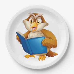 Wise Owl Reading Book Paper Plates