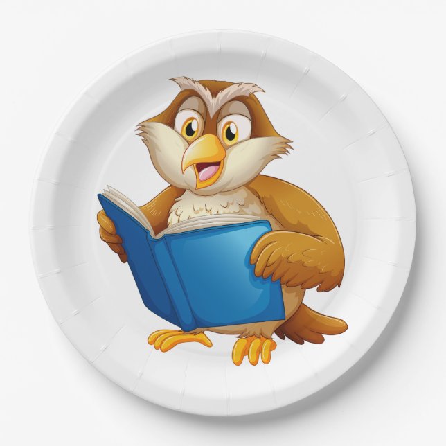 Wise Owl Reading Book Paper Plates (Front)