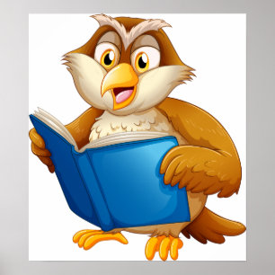 Wise Owl Reading Book Poster