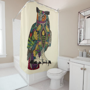 wise owl shower curtain