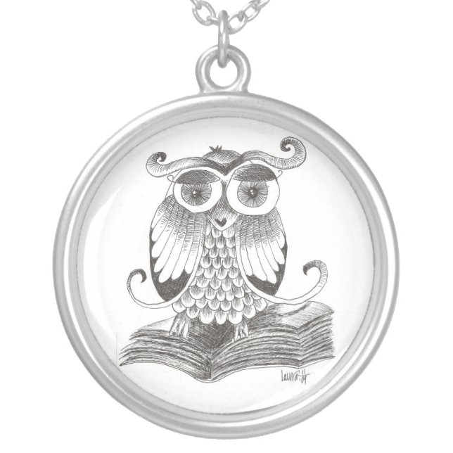 Wise OWL Silver Plated Necklace (Front)