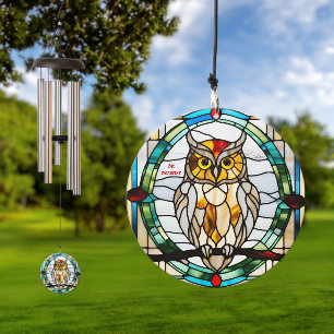 "Wise Owl" Stained Glass Look Wind Chime