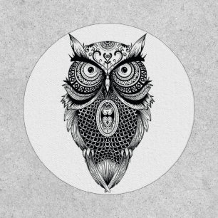 Wise OWL Tribal Mandala Huichol Art Patch