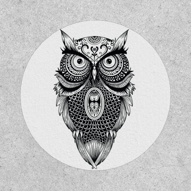 Wise OWL Tribal Mandala Huichol Art Patch (Front)