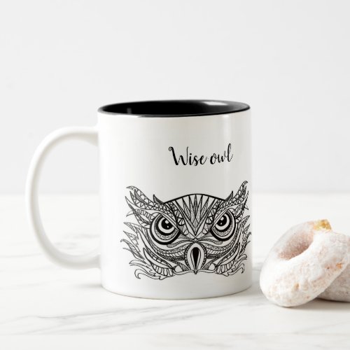 Wise owl Two_Tone coffee mug