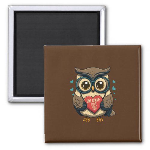 Wise Owl with Glasses Valentines Day Magnet