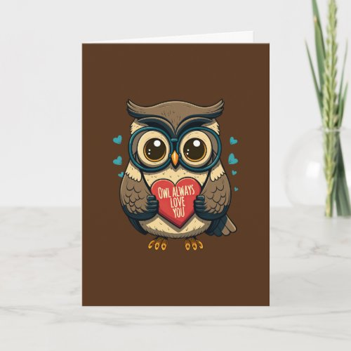 Wise Owl with Glasses Valentines Day Note Card