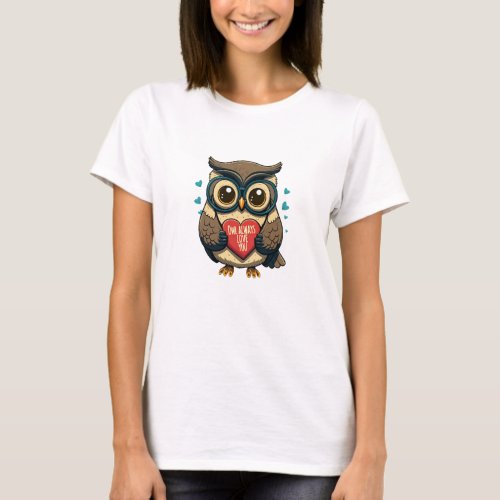 Wise Owl with Glasses Valentines Day T_Shirt