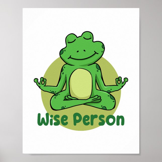 Wise person Kawaii funny frog doing yoga poses  Poster (Front)