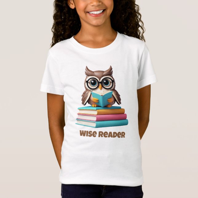 Wise Reader Owl Kids Reading Shirt (Front)
