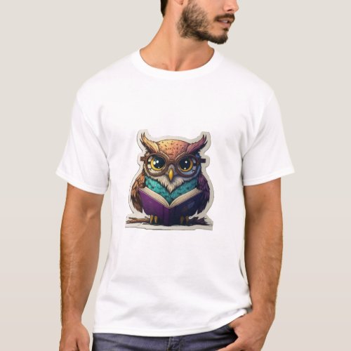 Wise Reads Enlightening Owl Sticker Collection T_Shirt