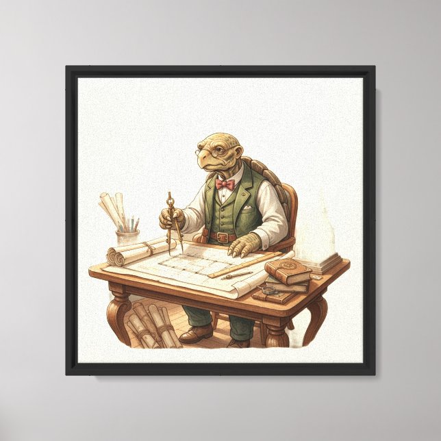 Wise Turtle Architect Vintage Canvas Art  (Front)