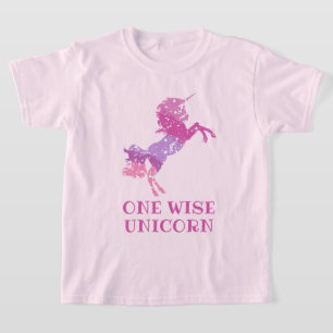 Wise Unicorn Pink Tie Girls T-Shirt