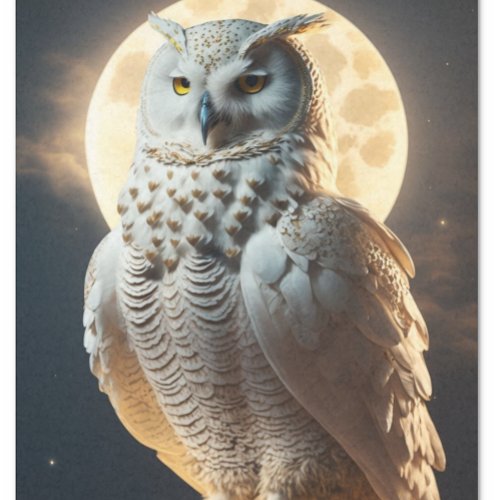 Wise white owl under the Moonlight  Tissue Paper