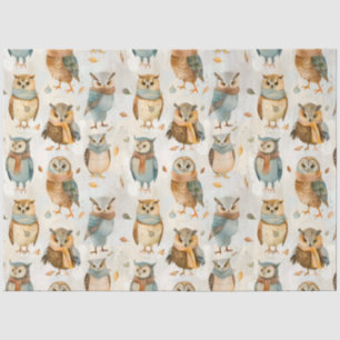 Wise winter character owls tissue paper