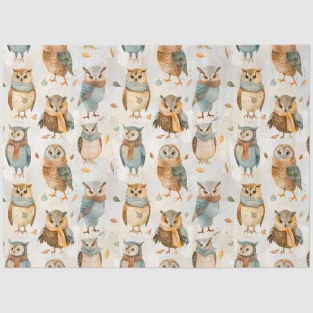 Wise winter character owls tissue paper (Front)
