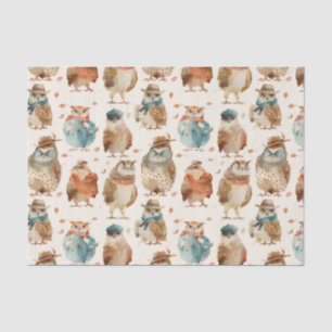 Wise winter character owls tissue paper