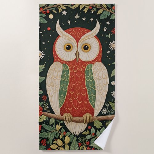 Wise Winter Watcher Beach Towel