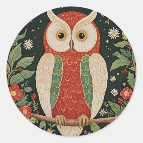 Wise Winter Watcher Classic Round Sticker