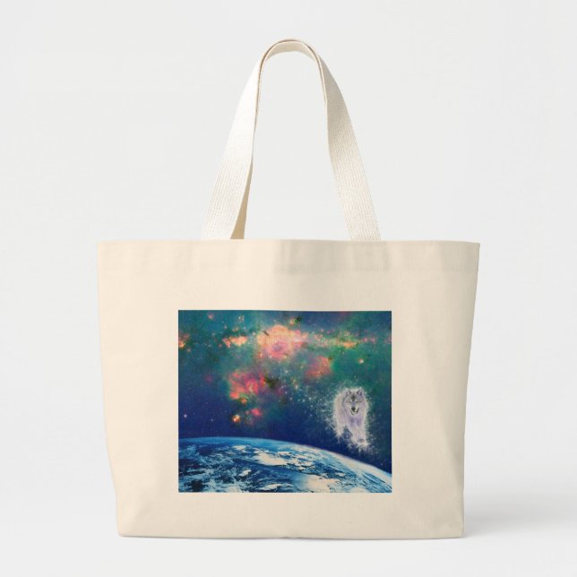Wise Wolf Large Tote Bag (Front)