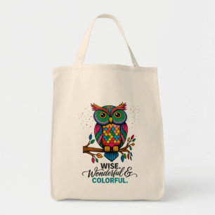 Wise. Wonderful & Colorful Owl Tote Bag