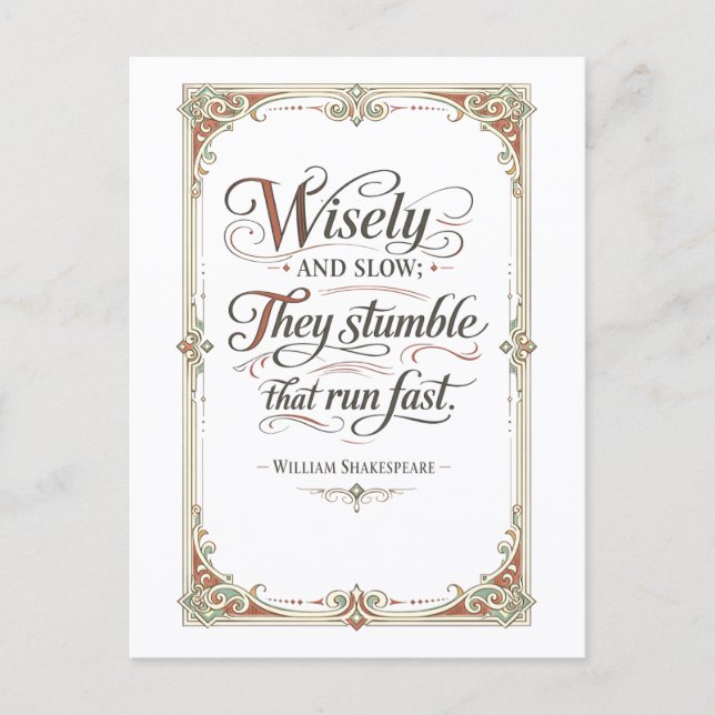 "Wisely and Slow" Shakespeare Postcard (Front)