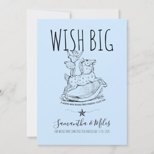 Wish Big Whimsical Pregnancy Announcement Blue