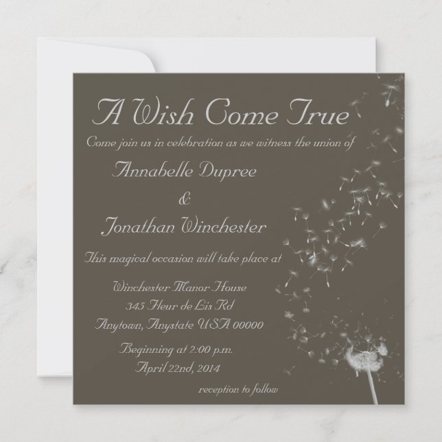 Wish Dandelion Wedding Invitation (Front)