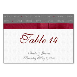 Wish Dream Love Table Number
