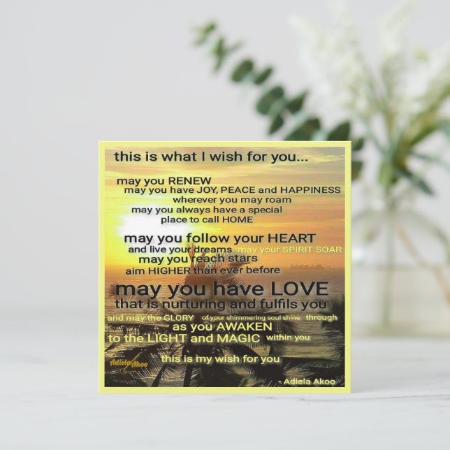 Wish Greeting Card by Adiela Akoo  (Standing Front)