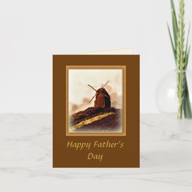 Wish Happy Father's Day Old Windmill Card (Front)