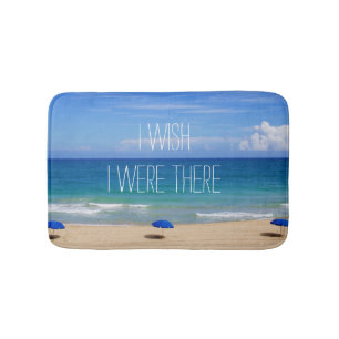 Wish I Were There - Blue Beach Umbrella Bath Mat