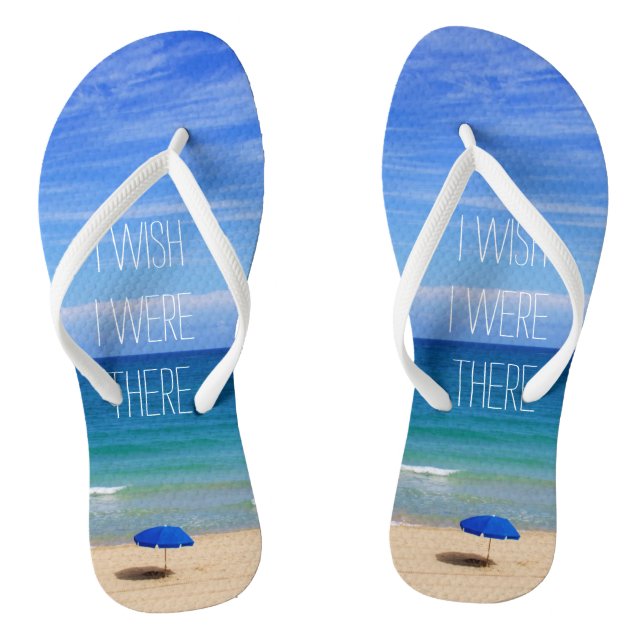 Wish I Were There - Blue Beach Umbrella Flip Flops (Footbed)