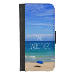 Wish I Were There - Blue Beach Umbrella iPhone 8/7 Wallet Case