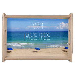 Wish I Were There - Blue Beach Umbrella Serving Tray