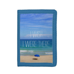Wish I Were There - Blue Beach Umbrella Tri-fold Wallet