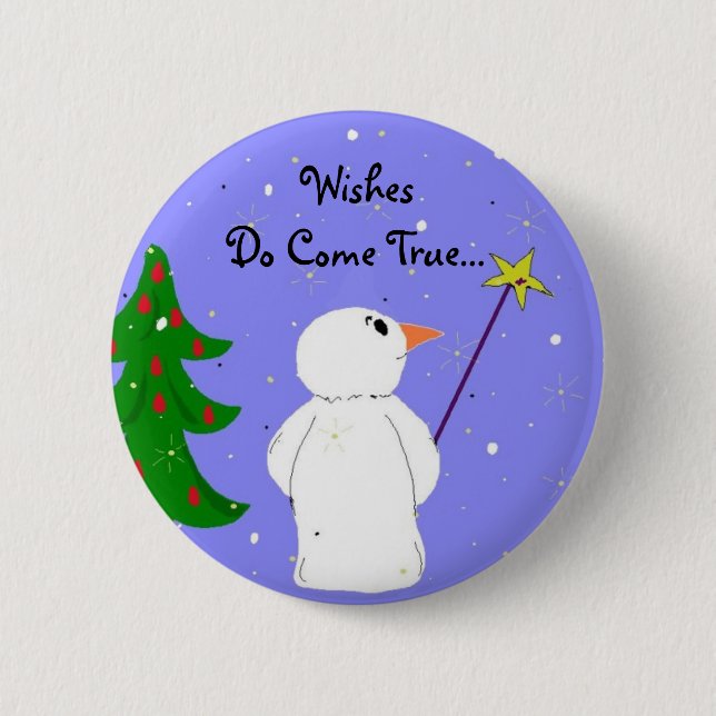Wish Maker Snowman Pinback Button (Front)
