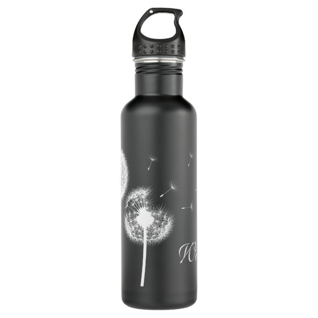 Wish! (matte black) stainless steel water bottle (Front)