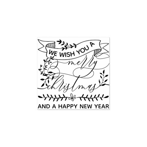 Wish New Year Flower Christmas Rubber Stamp