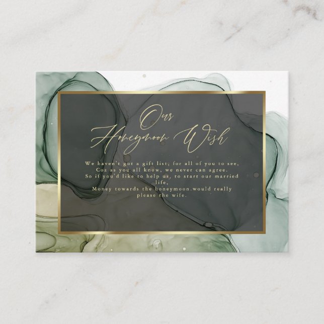 Wish Rich Earthy Greens Liquid Abstract  Enclosure Card (Front)