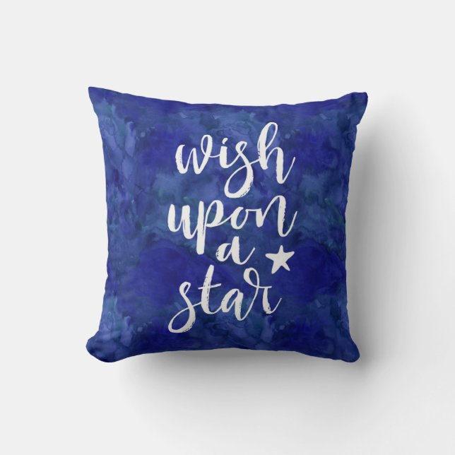 Wish upon a star midnight blue kids pillow (Front)