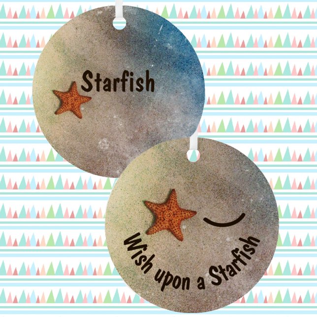 Wish upon a Starfish on beach Metal Ornament (Creator Uploaded)