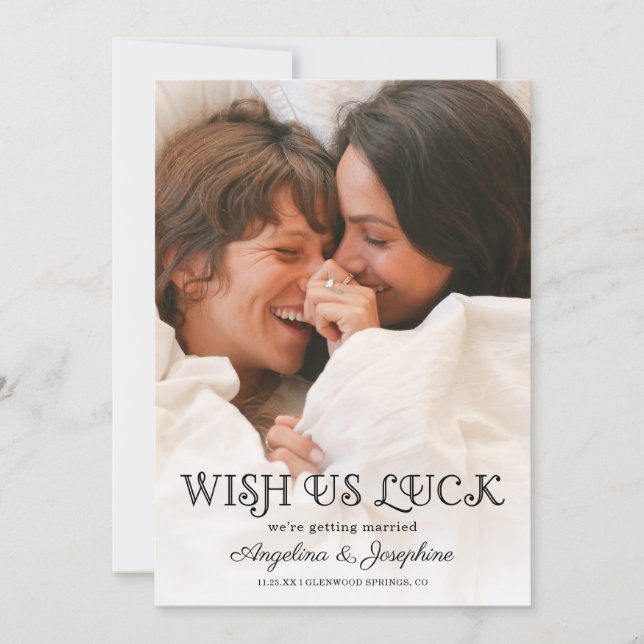 Wish Us Luck Photo Wedding Announcement (Front)
