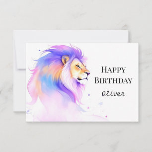  Wish Whimsical Elegant Lion Birthday Card