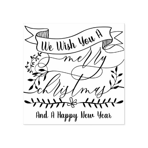 Wish you a Christmas Happy New Year Rubber Stamp