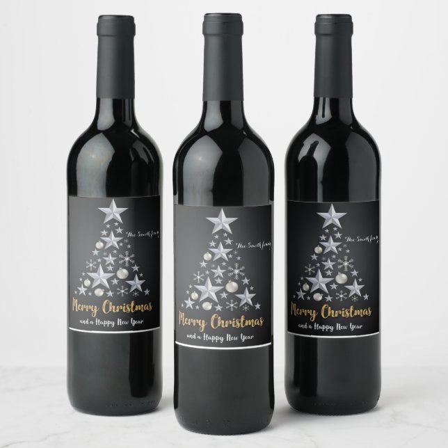 Wish you a happy and successful new year wine labe wine label (Bottles)